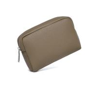 YONBEN Bolsa de maquillaje impermeable de gran capacidad para mujer, clásica, negra, bolsa de lavado con división ajustable, bolsa de lavado para cepillos y cosméticos, PU/color té