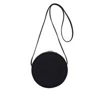 YONBEN Bolso bandolera Circle para mujer - Monedero circular de lona de algodón con cremallera, correas de hombro con nudo ajustable (negro)