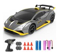 YONCHER Coche Teledirigido, 1:24 20KM/H RC Drift Coche, Lamborghini con Licencia Oficial, 2.4GHz 4WD Drift RC Car con Luces,para Niñas Adultos