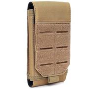 YONCONO Funda táctica Molle para teléfono, universal, impermeable, para teléfono móvil, con lazo láser, mini riñonera militar para pantalla grande de 4 a 6.7 pulgadas (bronceado)