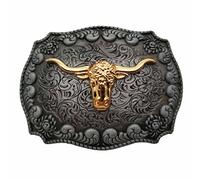 YONE Hebilla de cinturón Golden Long Horn Bull Western Belt Buckle