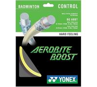 YONEX Aerobite Boost - Cuerda híbrida de bádminton, control máximo y giro, principal 0,72 mm, 21 GA, 5,5 m, cruz 0,61 mm, 22 GA, 5 m, 16 pies, elección de colores (gris/amarillo)