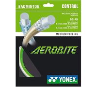 YONEX Aerobite - Cuerda de bádminton, híbrida, principal: 0,67 mm x 5,5 m, cruz: 0,61 mm x 5,0 m, múltiples opciones de colores (blanco/verde)