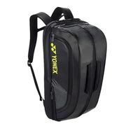 YONEX BA02312EX Expert - Mochila de piel para bádminton/tenis/squash, capacidad para 3 raquetas, con compartimento para zapatos, color negro y amarillo
