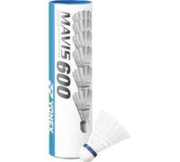 YONEX Mavis 600 Club Play Blue Circle - Juego de 6 Volantes Blancos de Velocidad Media