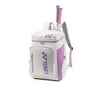 YONEX Mochila deportiva de gran capacidad de calidad, bolsa de raqueta con múltiples compartimentos para bádminton y tenis, compartimento separado para zapatos (color blanco y morado)