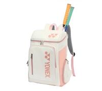 YONEX Mochila deportiva de gran capacidad de calidad, bolsa de raqueta con múltiples compartimentos para bádminton y tenis, compartimento separado para zapatos (color blanco y rosa)