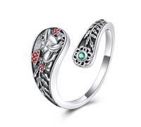 YONFQE Anillo de rana de plata de ley con rana ajustable, regalo para mujeres y hombres