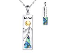 YONFQE Collar de plata de ley S925 con texto en inglés "God is Greater than the Highs and Lows", collar de plata de ley 925, joyería de fe cristiana, regalos para mujeres