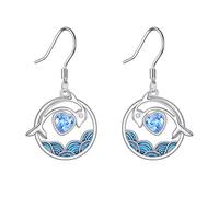 YONFQE Pendientes colgantes de ballena de plata de ley 925 con diseño de animales marinos, regalos de joyería para mujer, Plata de ley, Sin piedra preciosa