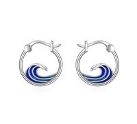 YONFQE Pendientes de onda, plata de ley 925, olas del océano, joyas de verano, regalos para mujer