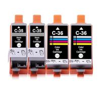 Yongairuink B-T PGI-35 CLI-36 Cartuchos de Tinta Reemplazo para PGI35BK CLI36C PGI35 CLI36 Compatible con Can TR160 IP100 IP110 TR150 IP100WB IP110WB Mini 260 320 (2 Negro 2 Color)