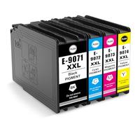 Yongairuink Cartuchos compatibles T9071 T9072 T9073 T9074XXL para EPS Workforce Pro WF-6000 WF-6090 WF-6590 (negro, cian, magenta y amarillo, 4 unidades)