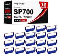 Yongairuink Cinta de repuesto compatible para cinta de impresora SP700 B/R para cinta de tinta Star SP-700BR, RC-700BR, SP-712, SP-742 (paquete de 18, negro y rojo)