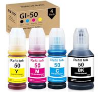 Yongairuink Tinta GI-50 Compatible con GI-50BK GI-50C GI-50M GI-50Y 3386C001 3403C001 3404C001 3405C001 para Can GM2050 GM4050 G5050 G6050 G7 050 Impresora (Negro, Cian, Magenta y Amarillo)