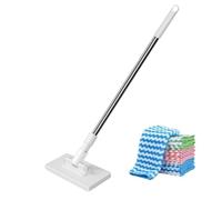 Yongany Trapeador de piso - Mango largo reutilizable plano - mopa húmeda y seca | para apartamentos, oficinas, dormitorios, baños, salas de estar, azulejos de mármol seco y húmedo, laminado, ventana
