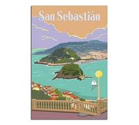 YONGCAI Donostia-San Sebastián España Skyline Vintage Póster de viaje en lienzo para decoración de la habitación del hogar Póster de pintura Impresión de imagen Póster de regalo