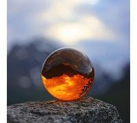 YONGERN 1 Bola de Cristal ámbar, Esfera de obsidiana RARA asiática, Bola de Cristal, Piedra curativa, decoración Feng Shui (Color : 100mm, Size : Wood Base)