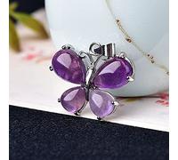 YONGERN Amethyst de Cristal Natural Rosa Cuarzo Colgante Joya Mineral Joya de Mariposa Forma de Gota Adornos for Hombres Regalo joyería de joyería (Color : Amethyst)