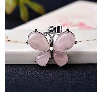 YONGERN Amethyst de Cristal Natural Rosa Cuarzo Colgante Joya Mineral Joya de Mariposa Forma de Gota Adornos for Hombres Regalo joyería de joyería (Color : Rose Quartz)