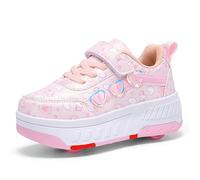 YongerYong Zapatos con Ruedas para niñas y niños, Zapatillas de Skateboard con Dos Ruedas, Patines Multiusos 2 en 1, Zapatillas Deportivas al Aire Libre con 4 Ruedas Retráctil