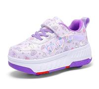 YongerYong Zapatos con Ruedas para niñas y niños, Zapatillas de Skateboard con Dos Ruedas, Patines Multiusos 2 en 1, Zapatillas Deportivas al Aire Libre con 4 Ruedas Retráctil