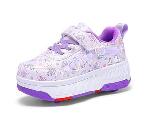 YongerYong Zapatos con Ruedas para niñas y niños, Zapatillas de Skateboard con Dos Ruedas, Patines Multiusos 2 en 1, Zapatillas Deportivas al Aire Libre con 4 Ruedas Retráctil