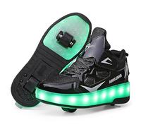 YongerYong Zapatos con Ruedas y LED Luces para Niña, Zapatillas de Skateboard con USB Recargable para Niño, Doble Ruedas Retráctil Skateboarding, Patines Brillantes