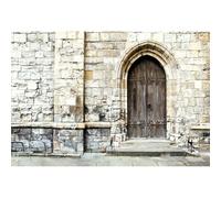 YongFoto 1,5x1m Fondo fotográfico Edificio Antiguo Pared Ladrillos de Piedra descascarada Vintage Puerta Madera Fondos para Viajes Vacaciones Arquitectura Retratos Estudio para sesiones fotográficas