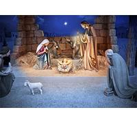 YongFoto 1,5x1m Telón de Fondo Navidad Nacimiento Jesús Nacimiento Paja Blanca Oveja Religión Creencia Cultura Fondo para Fotografia Fiesta Niños Baby Retrato Personal Estudio Fotográfico Accesorios