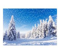 YongFoto 1,5x1m Vinilo Fondo de Fotografia Navidad Paisaje nevado Copos de Nieve Pinos Las Maravillas de Invierno Telón de Fondo de Fotografía Bebé Estudio de Foto 150x100cm