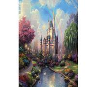 YongFoto 1,5x2,2m Fondo de Fotografia Cuento de Hadas Castillo del ángel Cielo Azul Nube Blanca Arco Iris Camino Corriente Telón de Fondo Photo Booth Infantil Party Banner Niños Photo Studio Props