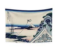 YongFoto 100x70cm Ukiyo-e Tapiz Monte Fuji 36 Vistas Habitación colgar de la pared Asakusa Hongan-ji en capital del este Paisaje Mural Japonés Pintura tradicional Estilo Toyo Tapices