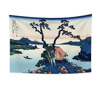 YONGFOTO 100x70cm Ukiyo-e Tapiz Monte Fuji 36 Vistas Habitación colgar de la pared Lago Suwa Provincia de Shinano Paisaje Mural Japonés Pintura tradicional Estilo Toyo Tapices