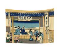 YONGFOTO 100x70cm Ukiyo-e Tapiz Monte Fuji 36 Vistas Habitación colgar de la pared Yoshida en Tokaido Paisaje Mural Japonés Pintura tradicional Estilo Toyo Tapices