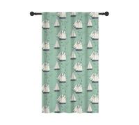 YONGFOTO 107x160cm Cortinas Náuticas para Dormitorio Niños, Moderno Costero Gaviota Velero Navegación Cortinas Filtrantes De Luz con Bolsillo Varilla para Guardería Sala, 1 Panel