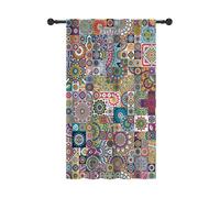 YONGFOTO 107x160cm Cortinas Vintage Paisley para Dormitorio, Mandala Indio Bohemio Tradicional Étnico Cortinas Filtrantes De Luz con Bolsillo para Barra para Sala De Estar, 1 Panel