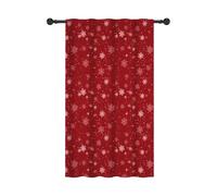 YONGFOTO 107x160cm Navidad Cortinas con Ojal para Varilla Copos de Nieve Rojos románticos Decoración navideña Filtración de luz Pestaña Trasera Cortinas para Dormitorio de niño Habitación