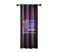 YONGFOTO 107x215cm Cortinas de Juego para Sala de Juegos Neón Retro Máquina recreativa Fluorescente Cortinas Opacas para Dormitorio de niños, 1 Panel con Ojales