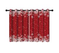 YONGFOTO 117x138cm Cortinas navideñas para Dormitorio Copos de Nieve románticos Rojos Cortinas Opacas con Ojales para Decoración Navideña de Invierno para Sala de Estar, 2 Paneles