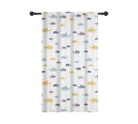 YONGFOTO 117x229cm Cortinas náuticas biológicas con Bolsillo para Barra Tiburón juguetón de Dibujos Animados Tema del océano Filtrado de luz Cortinas para Habitaciones Infantiles
