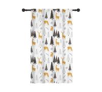 YONGFOTO 140x229cm Boho Cortinas con Bolsillo para Barra Escandinavo Bosque Planta Animal y Copo de Nieve Estampado Filtra la luz Pestaña Trasera Cortinas para Cocina Alcoba Secreto Cortina de Puerta