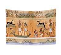 YONGFOTO 150x100cm Antiguo Egipto Tapiz, Dioses egipcios Faraones Tapices Color negro Perro Pájaros Barco Jeroglónico Tallas Mitología Tapiz por Sala Decoración Sofà Cubrir Alfombra