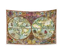 YONGFOTO 150x100cm Map Tapiz, Mapa del mundo Tapices Pintura Colorida Carta Náutica Retro Europea Antiguo Atlas Histórico Tapiz por Sala Decoración Sofá Cubrir Alfombra