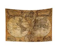 YONGFOTO 150x100cm Mapa Tapiz, Mapa del Mundo Tapices Vintage Pasión de Viajar Pirata Mapa Viejo Atlas Histórico Tierra Ronda Superficie Tapiz para Sofá Cama Cubrir Manta Lección Electrónica