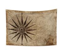 YONGFOTO 150x100cm Mapamundi Tapiz Colgar de la Pared, Clásico Indicador de dirección Barco Guión Manta para la Sala Siglo Antiguo Aventura Descubrimiento histórico para la Escuela Aula