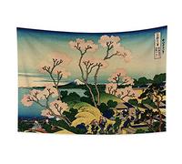 YongFoto 150x100cm Ukiyo-e Tapiz Monte Fuji 36 Vistas Habitación colgar de la pared el Fuji de Gotenyama en Shinagawa en Tokaido Paisaje Mural Japonés Pintura tradicional Estilo Toyo Tapices