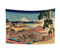 YONGFOTO 150x100cm Ukiyo-e Tapiz Monte Fuji 36 Vistas Habitación colgar de la pared Katakura Plantación de té Provincia de Suruga Paisaje Mural Japonés Pintura tradicional Estilo Toyo Tapices
