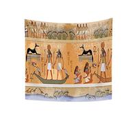 YONGFOTO 150x130cm Antiguo Egipto Tapiz, Dioses egipcios Faraones Tapices Color negro Perro Pájaros Barco Jeroglónico Tallas Mitología Tapiz por Sala Decoración Sofà Cubrir Alfombra