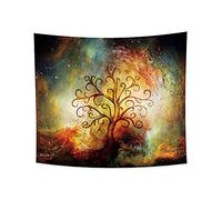 YONGFOTO 150x130cm Árbol de la Vida Tapiz, Nebulosa Estrellas Cielo Colorido Tapiz Ramas Curvas Mystic Spruce Tapices Para Colgar en la Pared para Viviendo Habitación Decoración Sofà Alfombra Manta